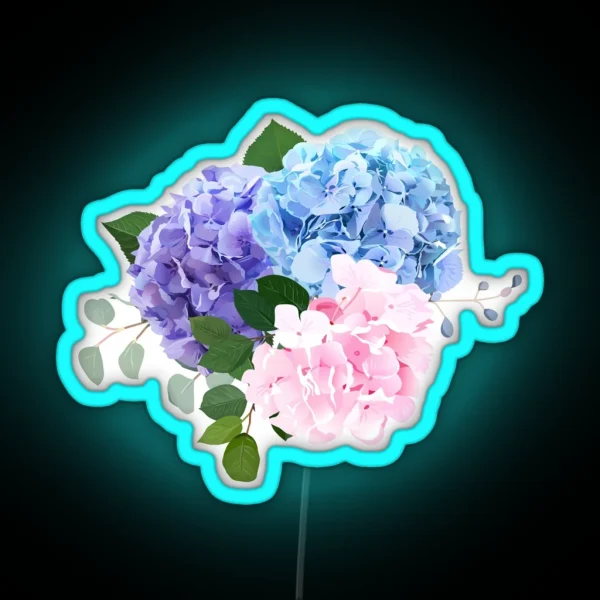 Blue Pink And Purple Hydrangea Orchid Rose White Chrysanthemum RGB Neon Sign