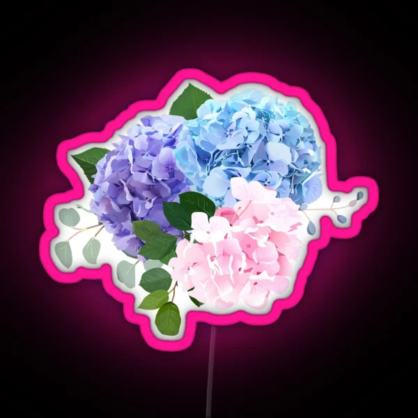 Blue Pink And Purple Hydrangea Orchid Rose White Chrysanthemum RGB Neon Sign