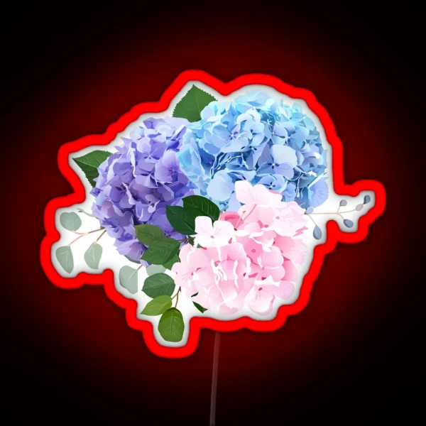 Blue Pink And Purple Hydrangea Orchid Rose White Chrysanthemum RGB Neon Sign