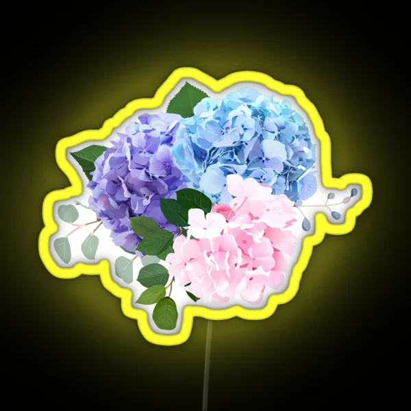 Blue Pink And Purple Hydrangea Orchid Rose White Chrysanthemum RGB Neon Sign