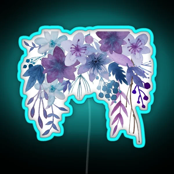 Blue Purple Flowers RGB Neon Sign