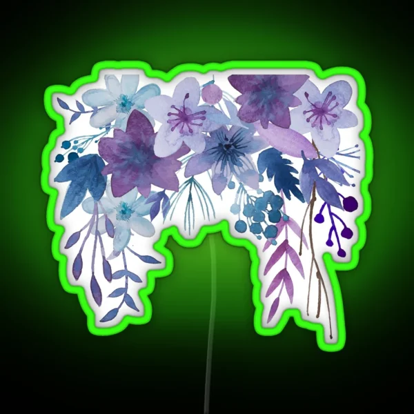 Blue Purple Flowers RGB Neon Sign