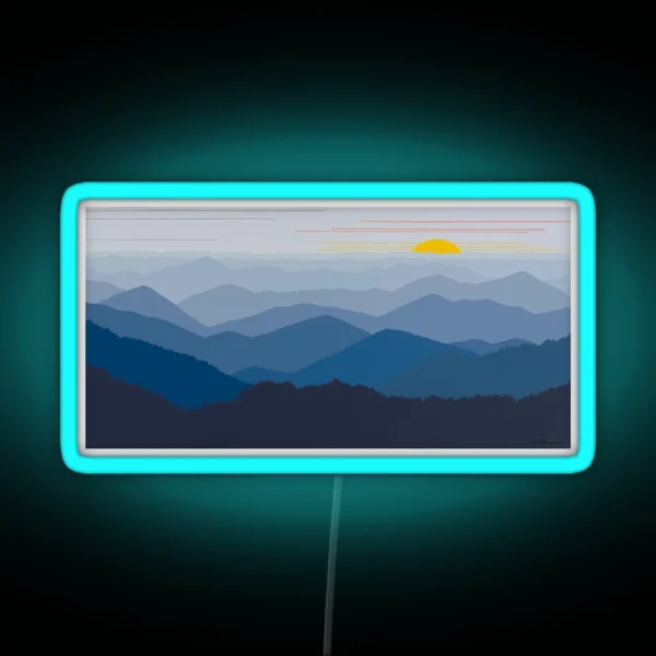 Blue Ridge Sunrise Pano 179 RGB Neon Sign