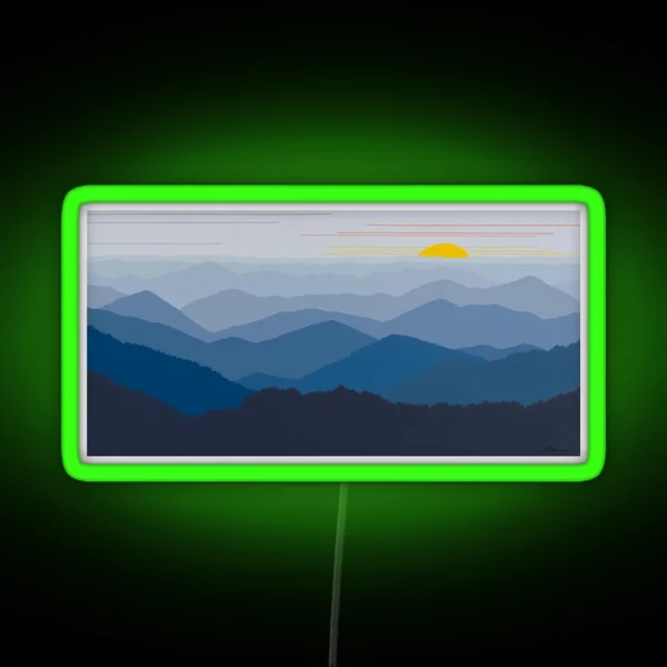 Blue Ridge Sunrise Pano 179 RGB Neon Sign