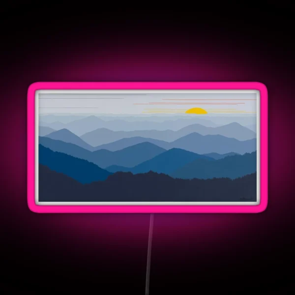 Blue Ridge Sunrise Pano 179 RGB Neon Sign