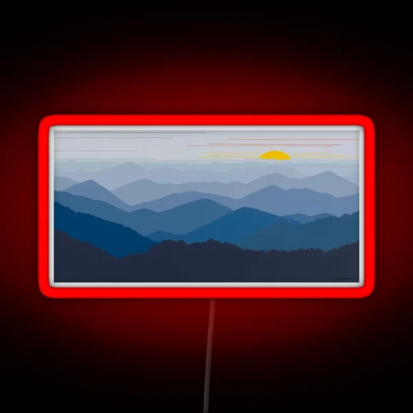 Blue Ridge Sunrise Pano 179 RGB Neon Sign