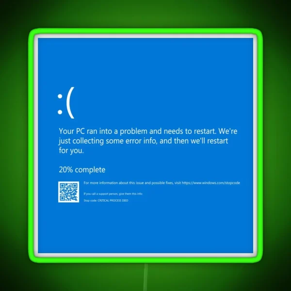 Blue Screen Of Death NEW RGB Neon Sign