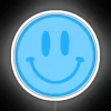 Add vibrant fun to any space with this blue smiley.