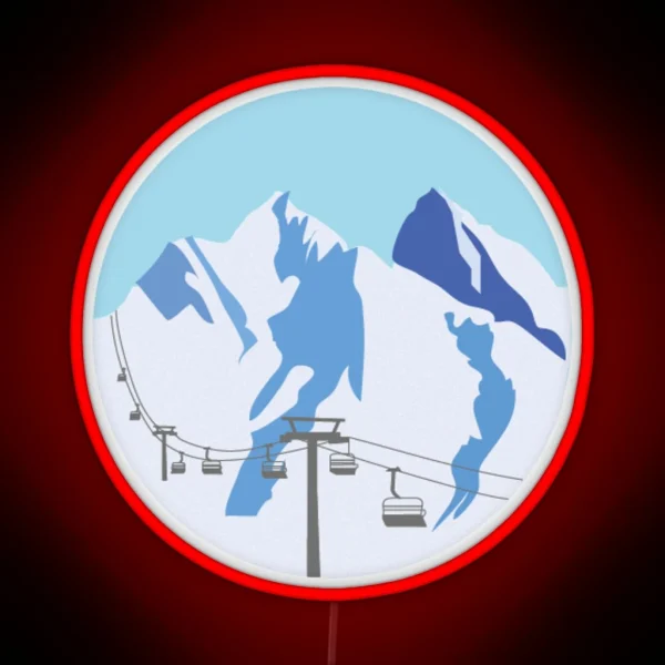 Blue Snowy Mountains Ski Led RGB Neon Sign