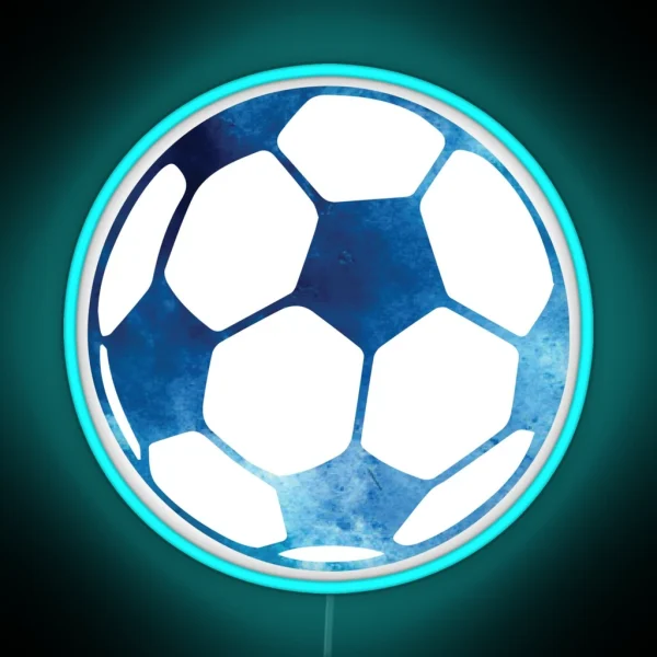 Blue Soccer Ball RGB Neon Sign