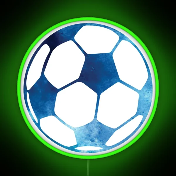 Blue Soccer Ball RGB Neon Sign