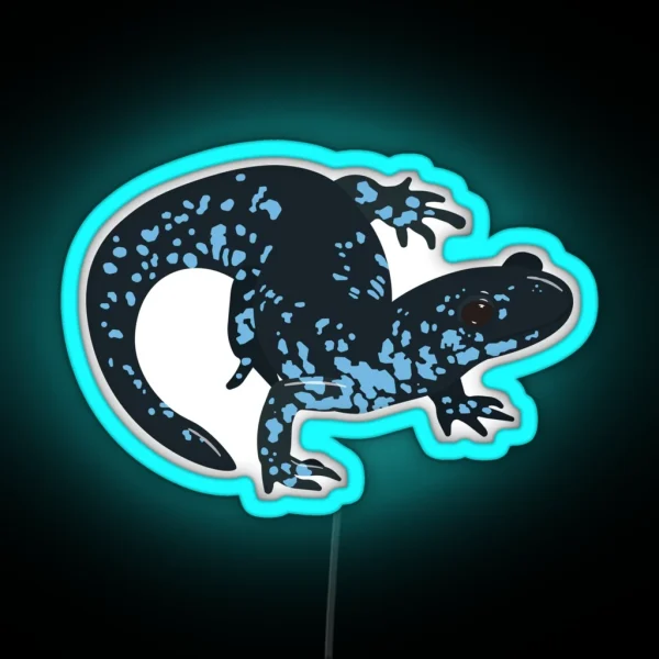 Blue Spotted Salamander Ambystoma Laterale RGB Neon Sign