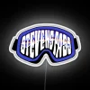 Electric Blue Steves Pass Snowboard Goggles Inspired Neon Home Decor Sign