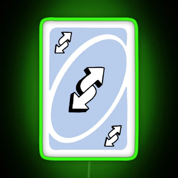 Blue Uno Reverse Card RGB Neon Sign