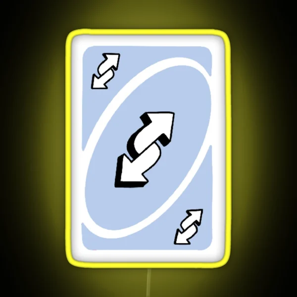 Blue Uno Reverse Card RGB Neon Sign