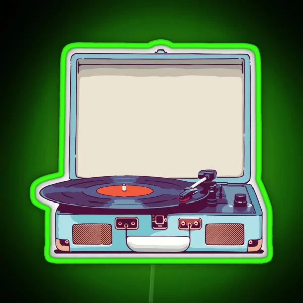 Blue Vinyl Record Player RGB Neon Sign