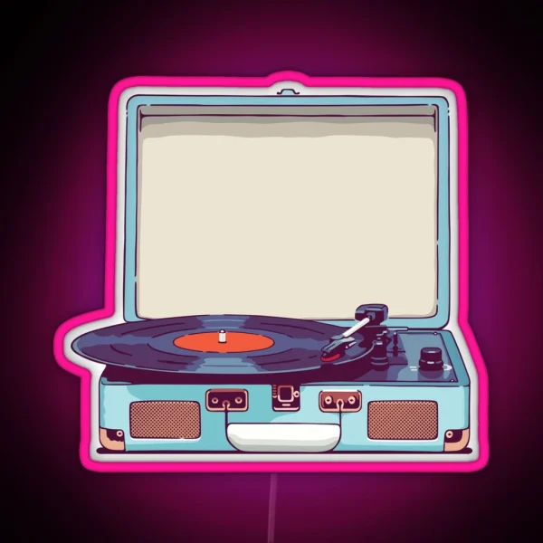 Blue Vinyl Record Player RGB Neon Sign