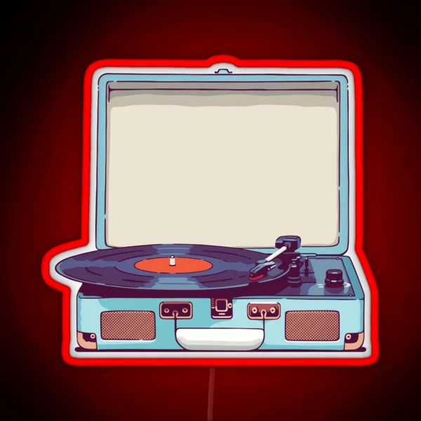 Blue Vinyl Record Player RGB Neon Sign