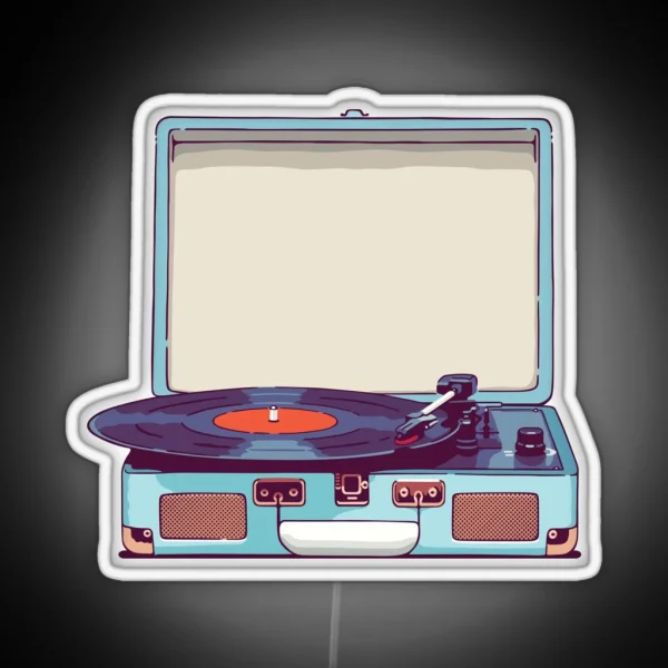 Blue Vinyl Record Player RGB Neon Sign