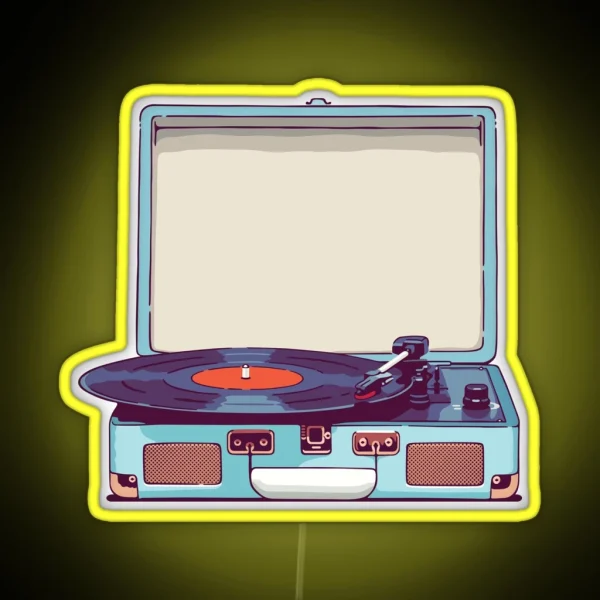Blue Vinyl Record Player RGB Neon Sign