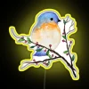Vibrant RGB LED garden decor featuring blue birds on branch.