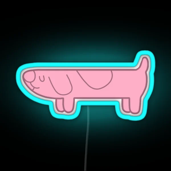 Bluey Inspired Long Dog Pink RGB Neon Sign