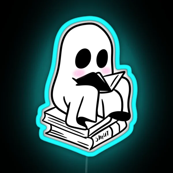 Blushing Ghost Reading Smut RGB Neon Sign