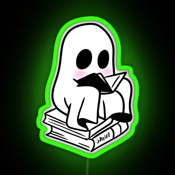 Blushing Ghost Reading Smut RGB Neon Sign
