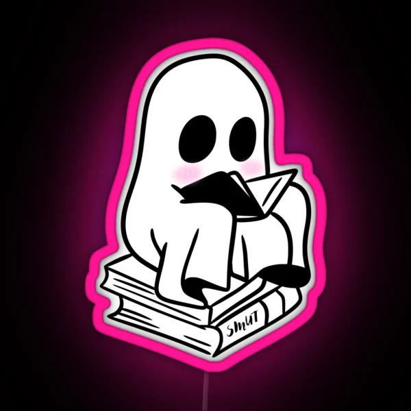 Blushing Ghost Reading Smut RGB Neon Sign