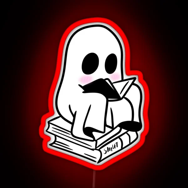 Blushing Ghost Reading Smut RGB Neon Sign