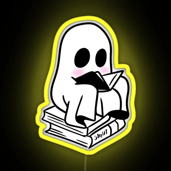 Blushing Ghost Reading Smut RGB Neon Sign