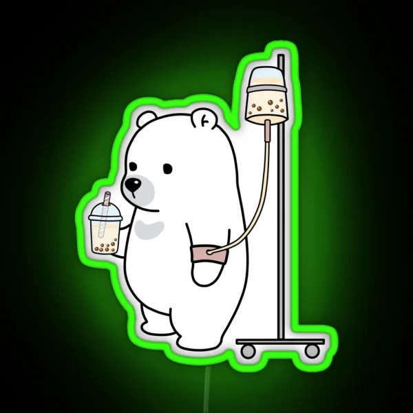 Boba Bear Loves Boba Too Much RGB Neon Sign