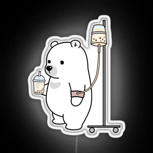 Boba Bear Loves Boba Too Much RGB Neon Sign