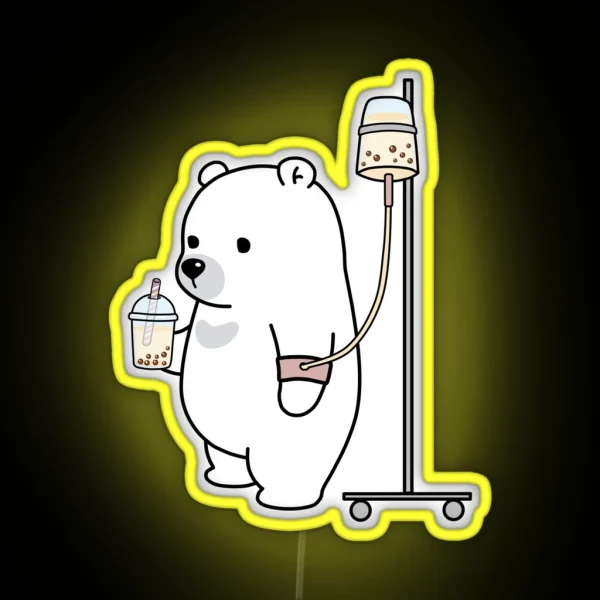 Boba Bear Loves Boba Too Much RGB Neon Sign