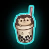 Neon LED boba hedgehog decorative sign with colorful RGB lighting effects