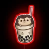 Whimsical neon boba hedgehog decoration with colorful RGB lighting accents