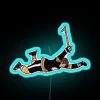Colorful neon tribute to Bobby Orr's iconic diving celebration
