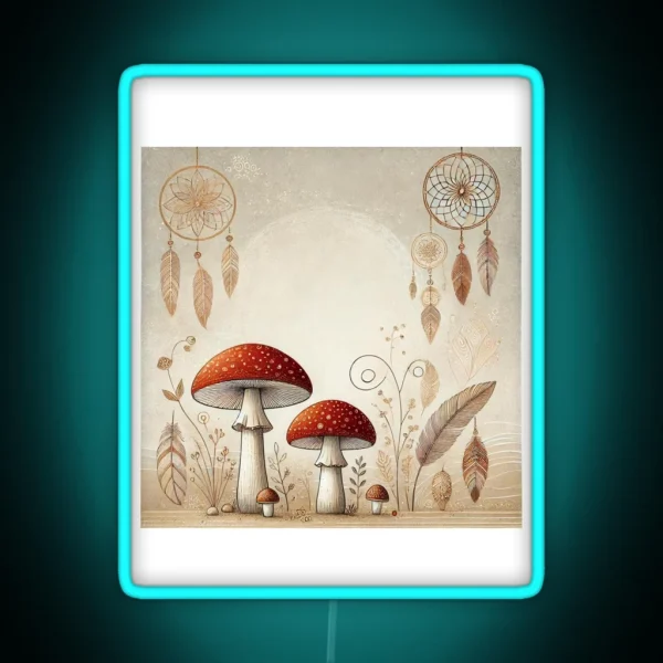 Boho Amanita Muscaria RGB Neon Sign