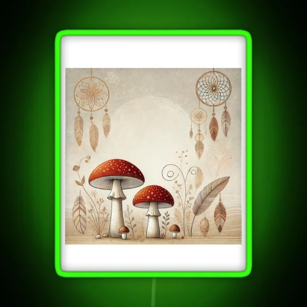 Boho Amanita Muscaria RGB Neon Sign
