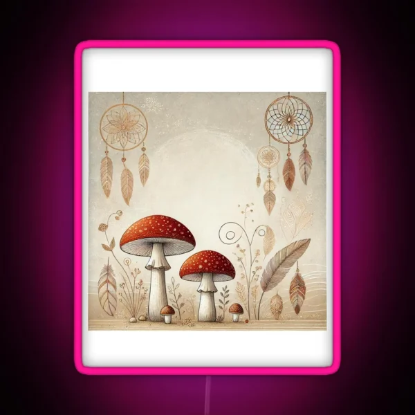 Boho Amanita Muscaria RGB Neon Sign