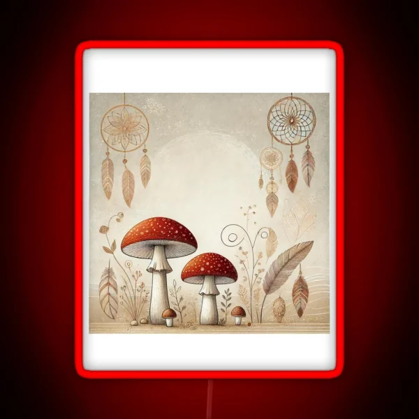 Boho Amanita Muscaria RGB Neon Sign