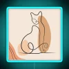 Boho chic minimalist burnt orange cat line art neon decor
