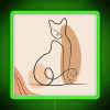 Bohemian Modern Burnt Orange Cat Illustration Artful Neon Wall Decoration