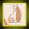 Whimsical abstract minimalist boho decor burnt orange cat line art.