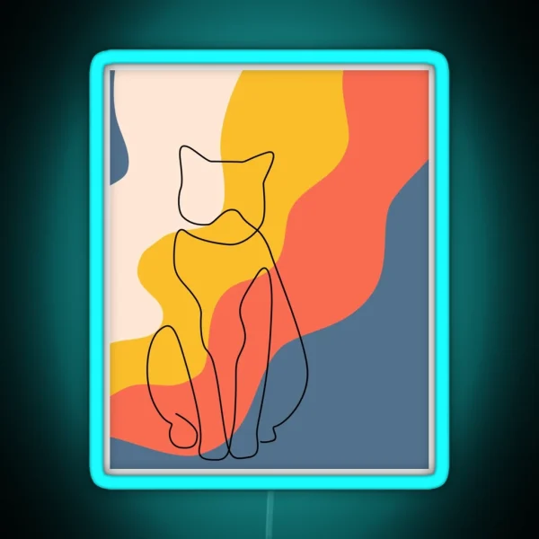 Boho Cat Art RGB Neon Sign