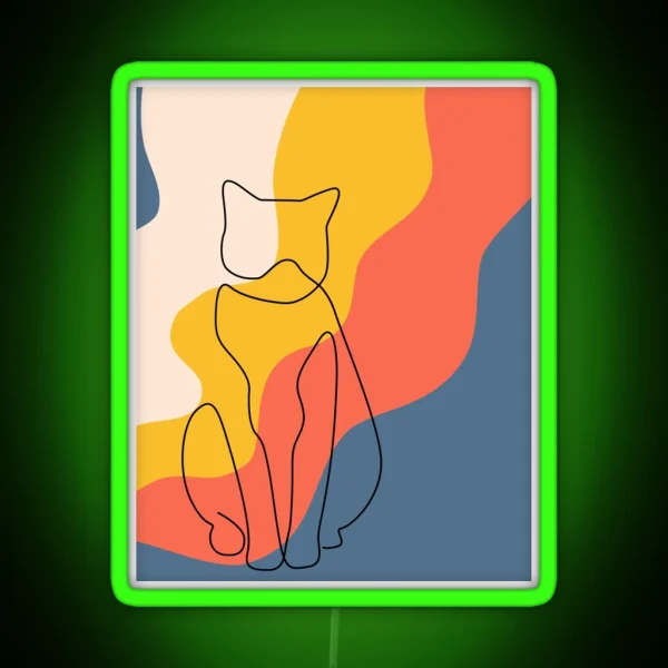 Boho Cat Art RGB Neon Sign