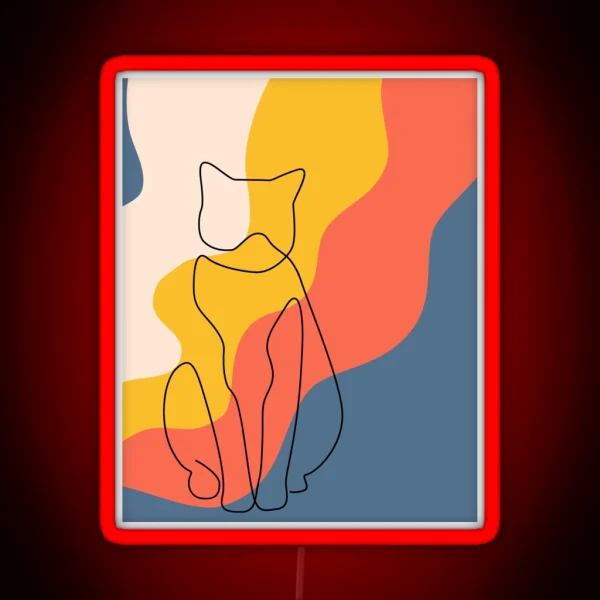 Boho Cat Art RGB Neon Sign