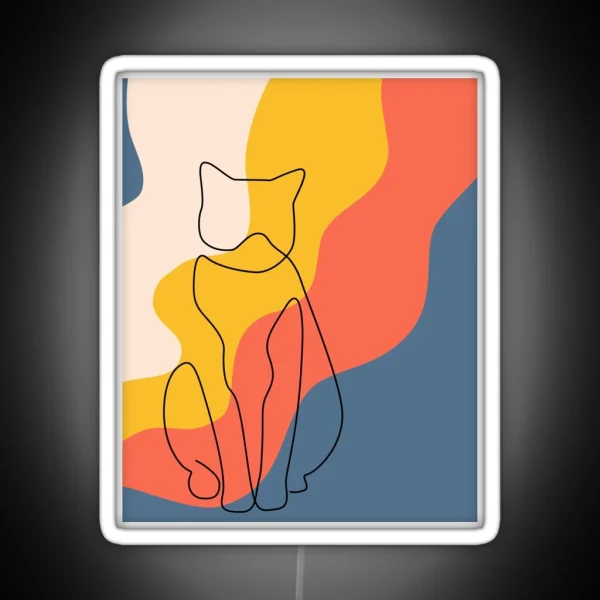 Boho Cat Art RGB Neon Sign