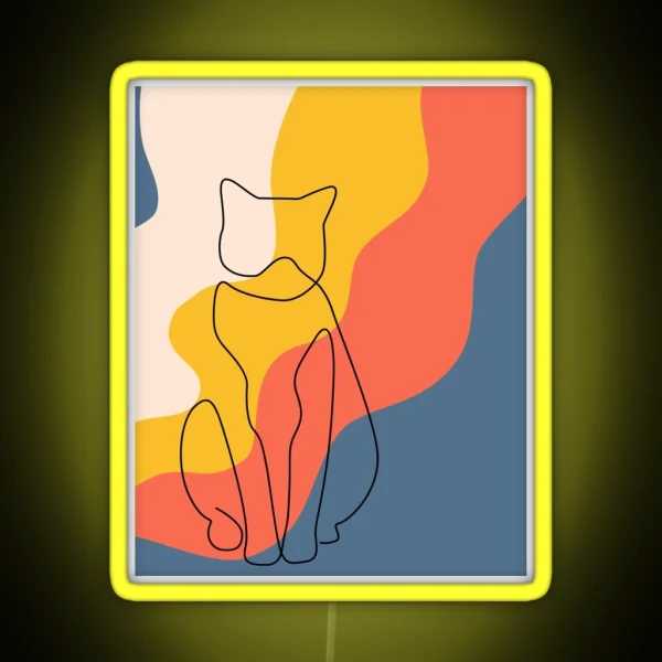 Boho Cat Art RGB Neon Sign