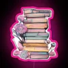 Boho Chic Pastel Watercolor Stack of Books RGB Neon Sign Artwork